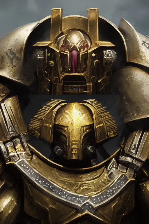 Image similar to armor portrait heros warhammer 4 0 k horus heresy fanart - the primarchs emperor by johannes helgeson animated with vfx concept artist & illustrator global illumination ray tracing hdr fanart arstation zbrush central hardmesh 8 k octane renderer comics stylized