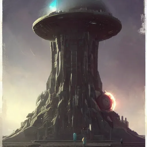 Prompt: an atomic nuclear fission temple by greg rutkowski and ross tran