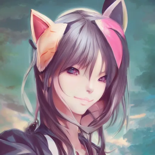 Image similar to An anime portrait of beautiful girl with cat ears, by Stanley Artgerm Lau, WLOP, Rossdraws, James Jean, Andrei Riabovitchev, Marc Simonetti, and Sakimichan, tranding on artstation