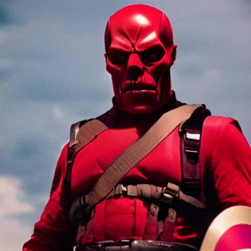 Image similar to movie still of tom selleck as red skull in the first avenger