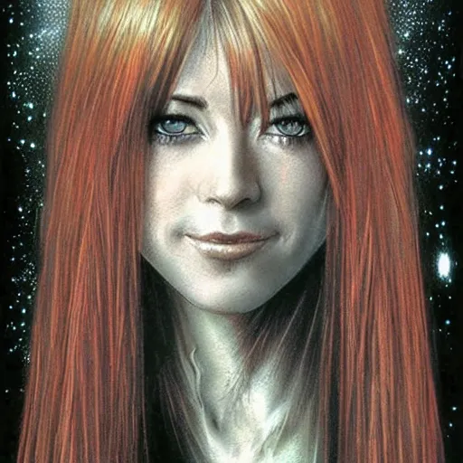 Prompt: female who looks like alyson hannigan by luis royo