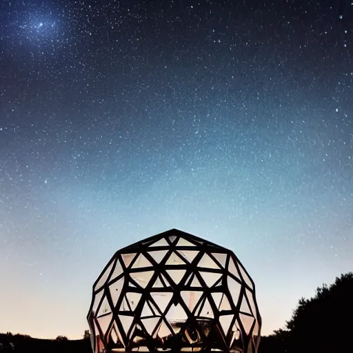 Prompt: a hexagonal portal in the dark night sky, realistic photography