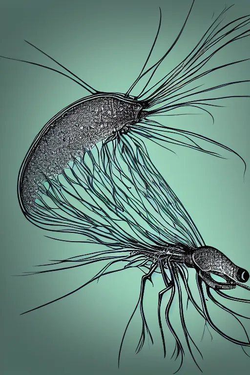 Image similar to a daphnia, highly detailed, digital art, sharp focus, trending on art station, illustration