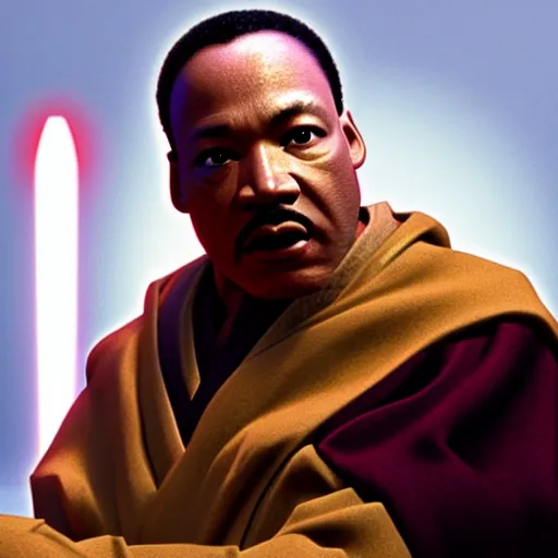 Image similar to martin luther king as mace windu in star wars, 8k resolution, full HD, cinematic lighting, award winning, anatomically correct