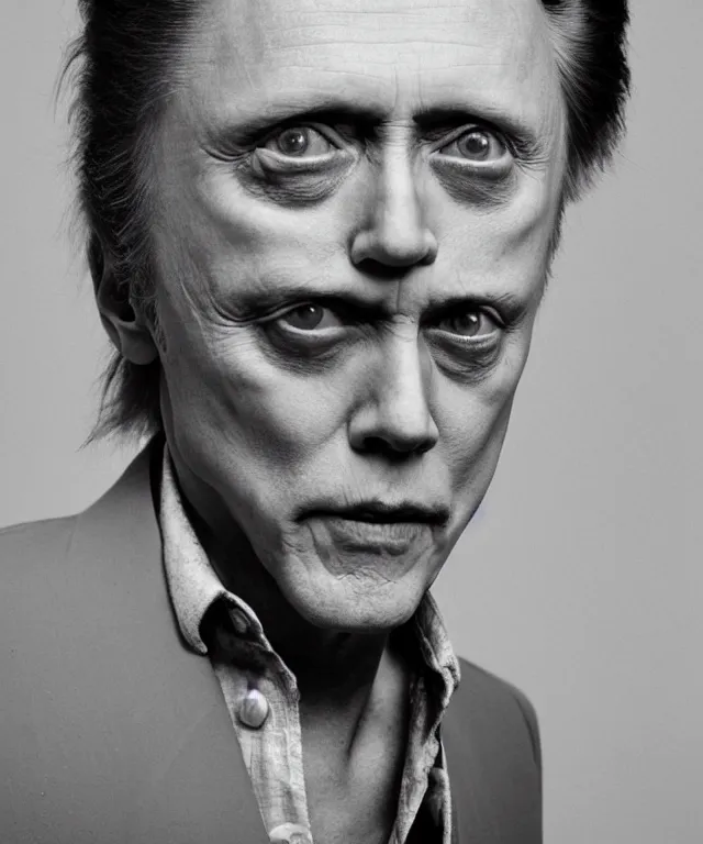 Prompt: photograph of christopher walken, by robert mapplethorpe, intense, bold, exaggerated, ultra sharp, extra details, ultra high quality, trending on pinteresst