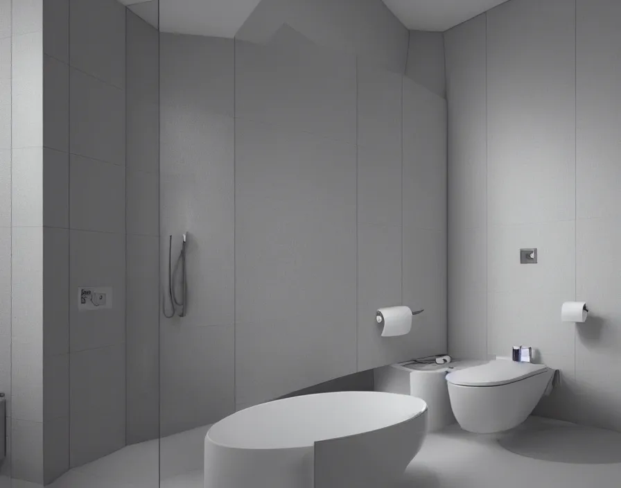 Image similar to bathroom of year 3 5 4 5, hyper realistic, digital art, octane render, unreal engine