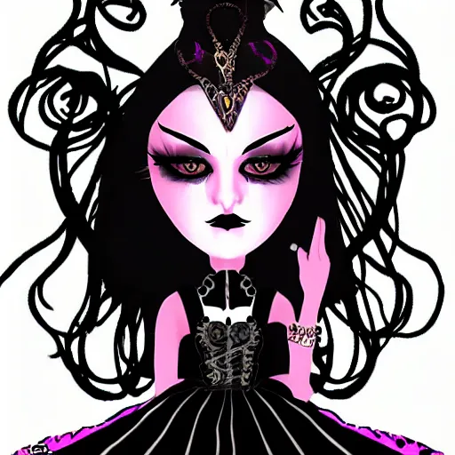 Image similar to goth punk princess, digital art