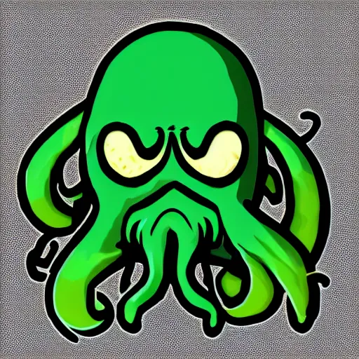 Image similar to cthulhu as 🥶 emoji, telegram sticker design, flat design, glossy design, white outline.