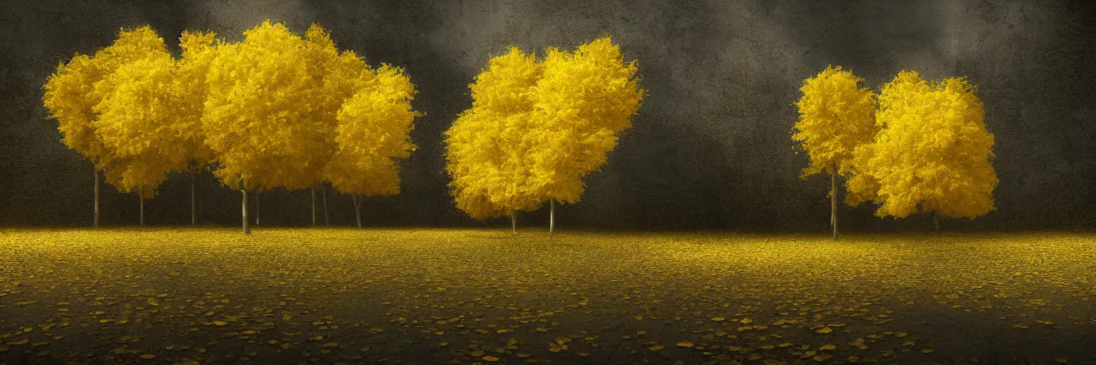 Prompt: michal karcz grunge painting of a beautiful landscape, yellow trees, detailed, elegant, intricate, 4k,