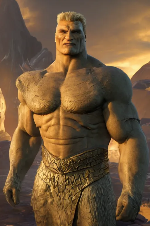 Prompt: portrait of dolph lundgren as destruction of the endless, the sandman, herculean thanos, conan the barbarian, second life avatar, the sims 4