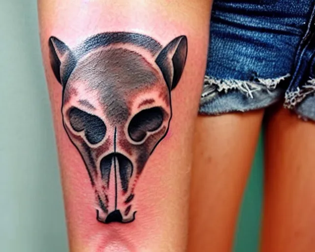 Image similar to tattoo of capybara skull, best minimalistic tattoo art