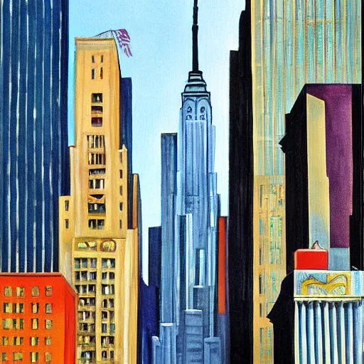 Image similar to downtown new york painting by georgia o'keeffe