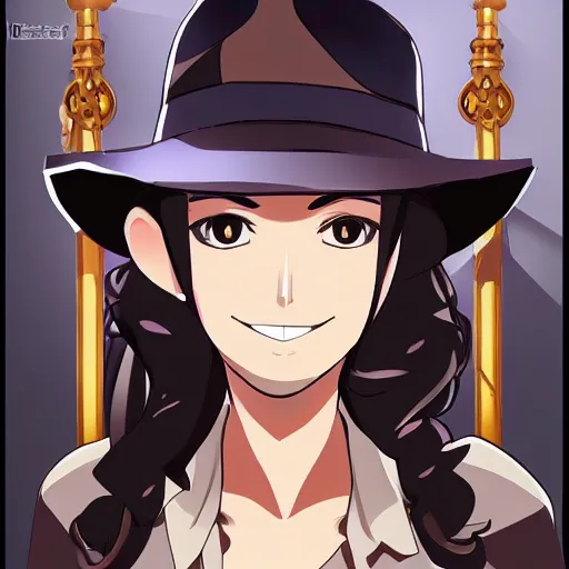 Prompt: indiana jones anime girl portrait, full body