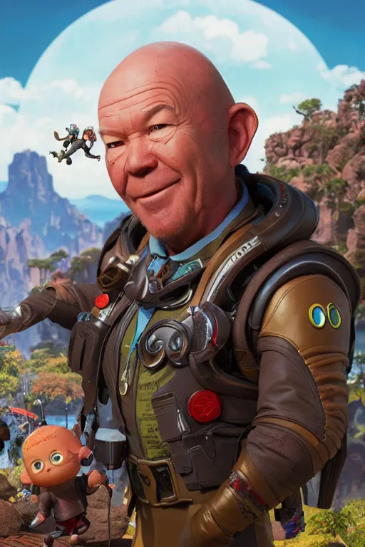 Prompt: Phil Hendrie as an Apex Legends character, isometric 3d, ultra hd, character design by Mark Ryden and Pixar and Hayao Miyazaki, unreal 5, DAZ, hyperrealistic, octane render, cosplay, RPG portrait, dynamic lighting, intricate detail, summer vibrancy, cinematic