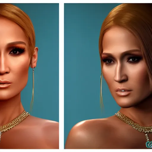 Prompt: gummy bear j - lo lookalike, portrait photography, unreal engine