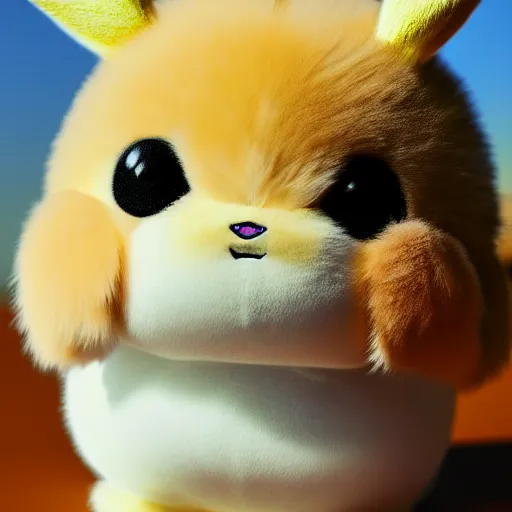 Image similar to real life Pokemon, cute!!!, fluffy!!!, ultra realistic!!!, golden hour, ultra detailed, sharp focus