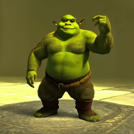 Prompt: Shrek as a FFX JRPG villain octane render 4D Ray Tracing lighting award winning photography