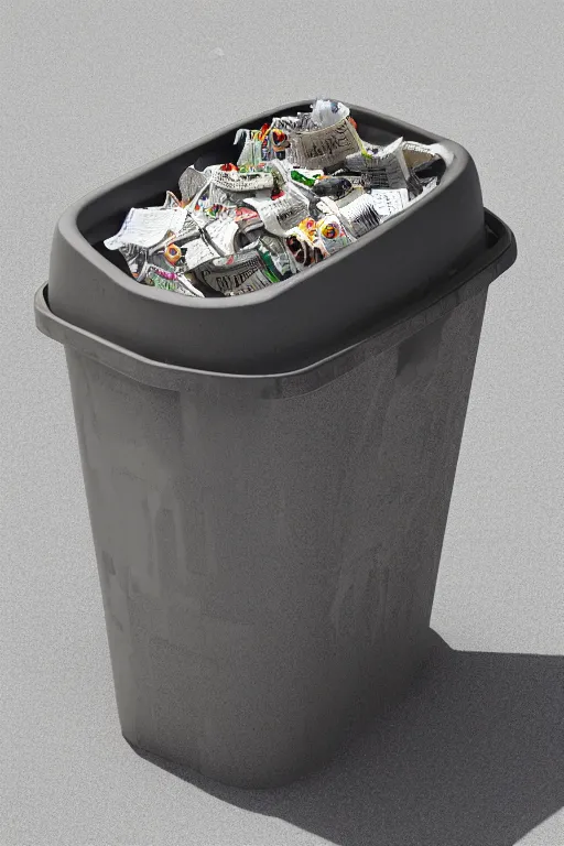 Image similar to trash bin 3 d with a revolution written in the trash bin, ultra realistic, concept art, intricate details, highly detailed, photorealistic, octane render, 8 k