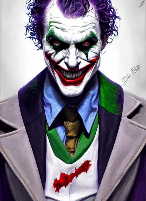 Image similar to digital _ painting _ of _ the joker _ by _ filipe _ pagliuso _ and _ justin _ gerard _ symmetric _ fantasy _ highly _ detailed _ realistic _ intricate _ port