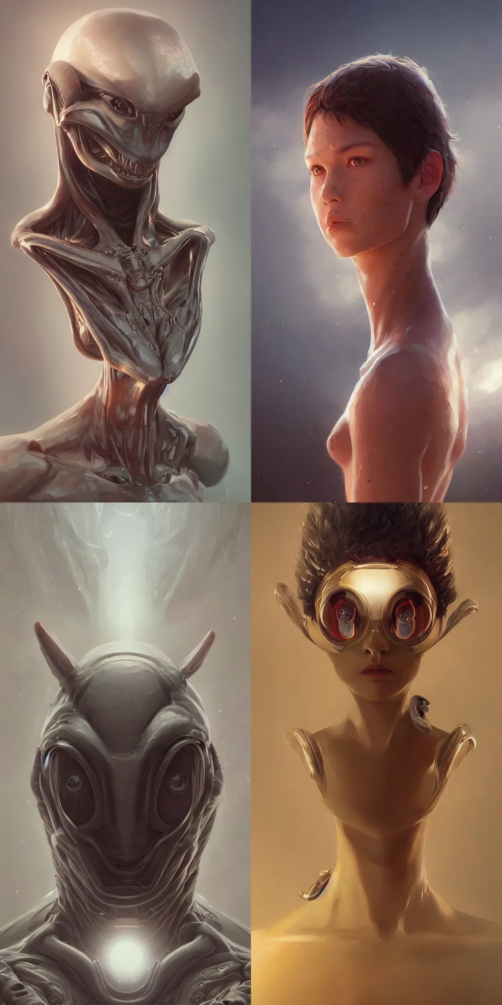 Prompt: a ultradetailed beautiful portrait of a fantastic animal, oil painting by ilya kuvshinov, greg rutkowski and moebius, alien art, concept art, symmetrical, rule of three, detailed body, detailed face, ultradetailed digital illustration, 8 k, epic atmosphere, digital art, artstation, cgsociety