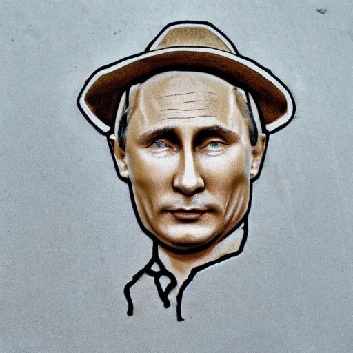 Prompt: Vladimir Putin as a cowboy. Sand art.
