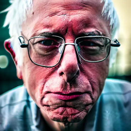 Prompt: cyborg Bernie Sanders, modelsociety, radiant skin, huge anime eyes, RTX on, perfect face, intricate, Sony a7R IV, symmetric balance, polarizing filter, Photolab, Lightroom, 4K, Dolby Vision, Photography Award