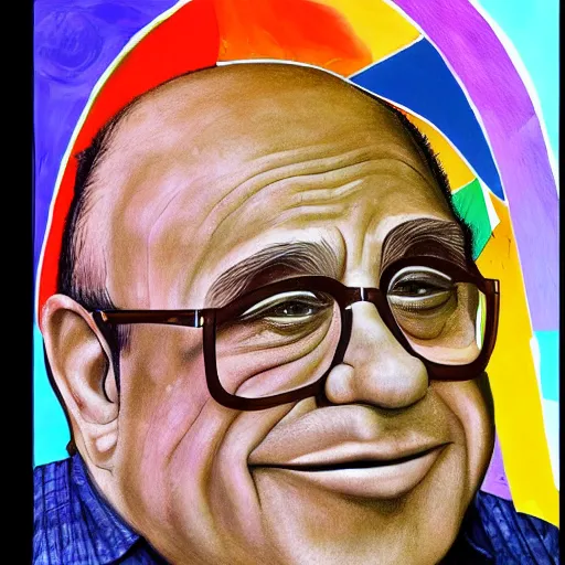 Image similar to a cubist portrait of danny devito, ultra detailed, colorful, trending on art station, masterpiece