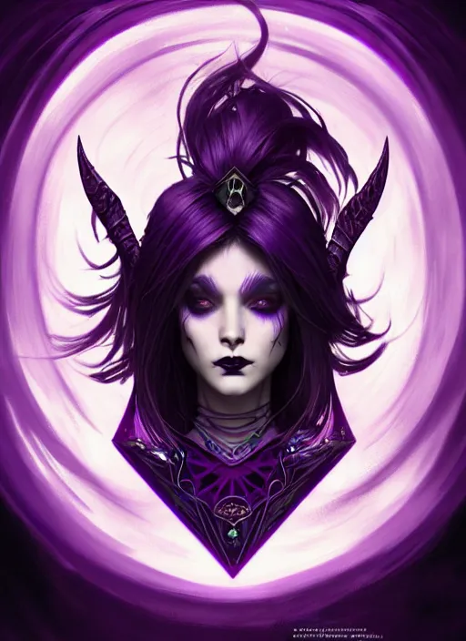 Image similar to a beautiful cinematic female Necromancer Sorceress, galatic shamen with Quantum energy fantasy, fantasy magic, short purple black fade hair, undercut hairstyle, dark light night, intricate, elegant, sharp focus, illustration, highly detailed, digital painting, concept art, matte, art by WLOP and Artgerm and Greg Rutkowski and Alphonse Mucha, masterpiece