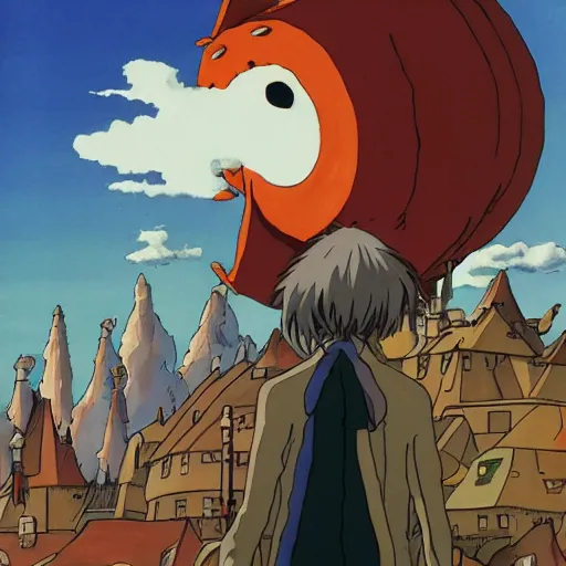 Prompt: howl from howls moving castle, by hayao miyazaki