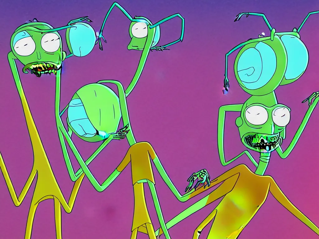 Prompt: cartoon style of bugs life, rick and morty cartoon monsters, trending on deviantart, tryptamine, toon shader, cartoon style, octane, monster