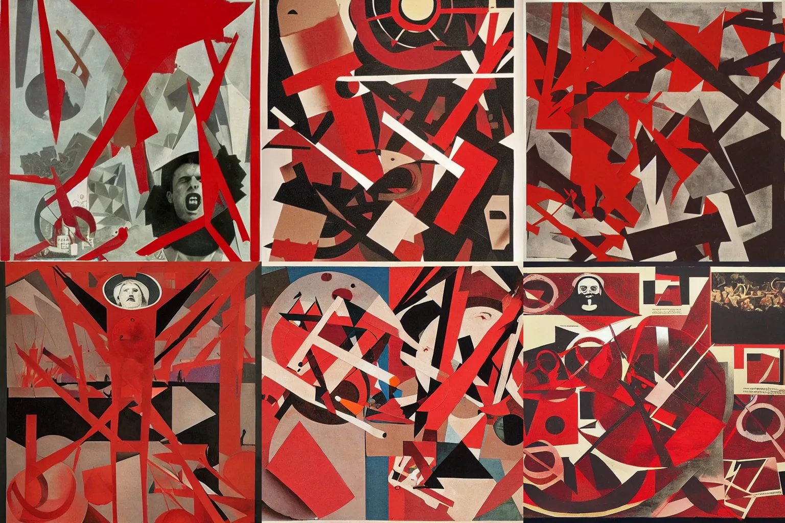 Prompt: sea of blood, anarchy, constructivist collage by diego velazquez and alexander rodchenko