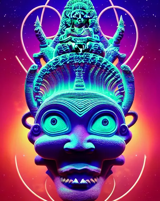 Prompt: 3 d ornate cosmic shiva with profile portrait, sigma 5 0 0 mm f / 5. beautiful intricate highly detailed quetzalcoatl skull. bioluminescent, plasma, lava, ice, water, wind, creature, thunderstorm! artwork by tooth wu and wlop and beeple and greg rutkowski, 8 k trending on artstation