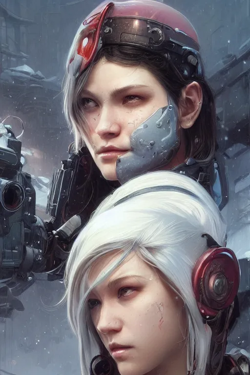 Image similar to ultra realistic illustration, snowy, asian bloodied face, hacknaut cyberpunk, sci - fi, fantasy, intricate, elegant, highly detailed, digital painting, artstation, concept art, smooth, sharp focus, illustration, art by artgerm and greg rutkowski and alphonse mucha