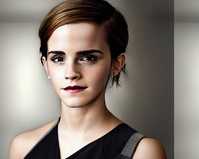 Prompt: color studio photo of emma watson as an android, detailed, full body, human, machine, robot hybrid