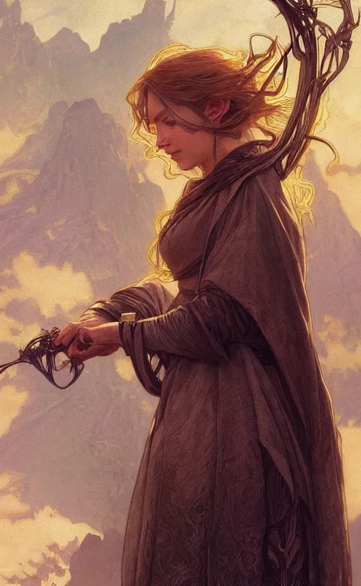 Image similar to beautiful artwork illustration of the lord of the rings, highly detailed, digital painting, artstation, concept art, smooth, sharp focus, art by artgerm greg rutkowski alphonse mucha