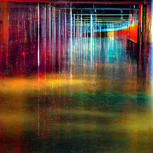 Image similar to Beautiful colored-photo cameraphone 2005 soft liminal Photograph of an infinite water-filled room