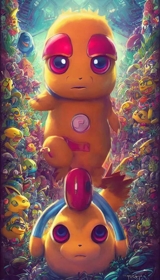 Image similar to lofi BioPunk Pokemon Pikachu portrait Pixar style by Tristan Eaton_Stanley Artgerm and Tom Bagshaw,