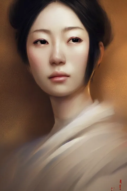 Image similar to Japanese princess, gorgeous, close-up portrait, intricate, elegant, volumetric lighting, scenery, digital painting, highly detailed, artstation, sharp focus, illustration, concept art, ruan jia, steve mccurry