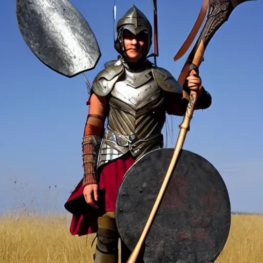 Image similar to Valkyrie wearing a spear and shield