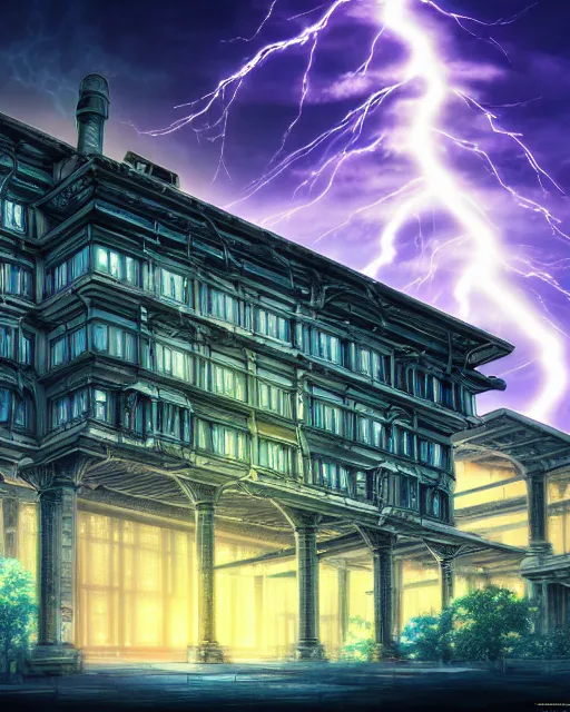 Prompt: a beautiful hyperdetailed anime illustration of railway abandoned city nature building architecture unfinished building by bernard tschumi, lightpaint dramatic lightning thermal vision architecture island tron matte painting reclaimed by nature uranus, archdaily, wallpaper, highly detailed, trending on artstation.