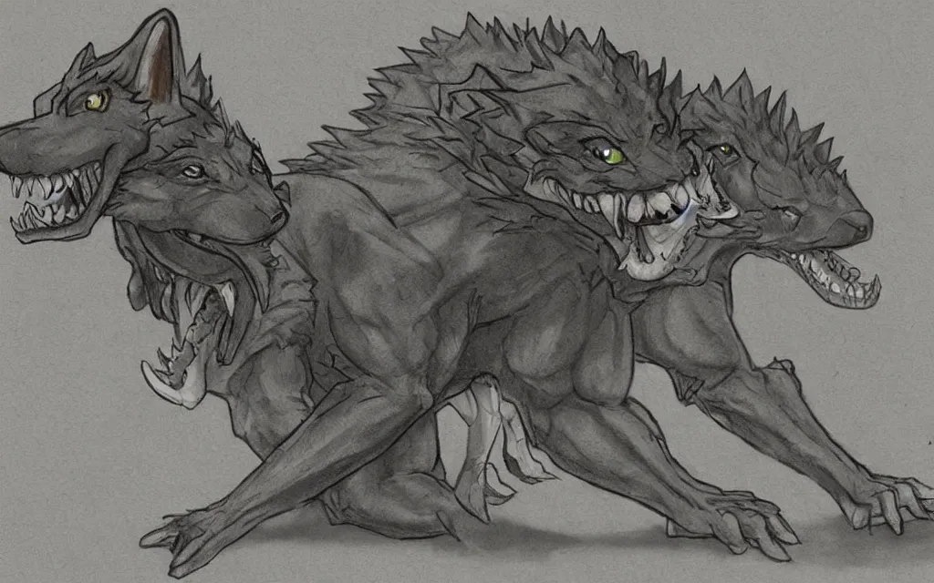 Image similar to chimera made of a wolf and a crocodile, trending on deviantart, trending on pixiv