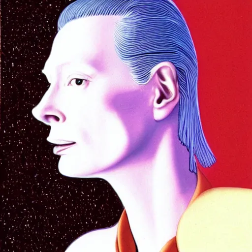 Image similar to tilda swinton retro minimalist portrait by jean giraud, moebius starwatcher comic, 8 k