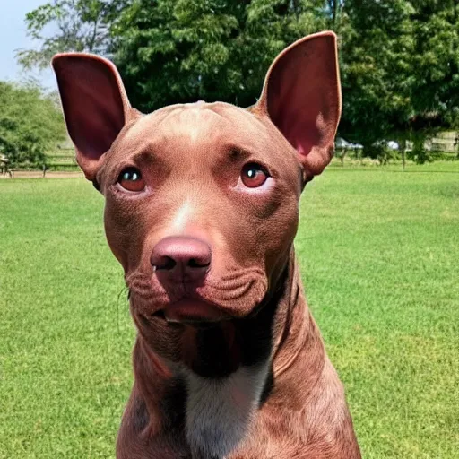 Image similar to brown pitbull with angel wings in heaven