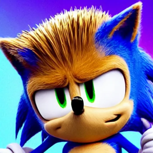 Image similar to Sonic The Hedgehog with the face of actor Jim Carrey