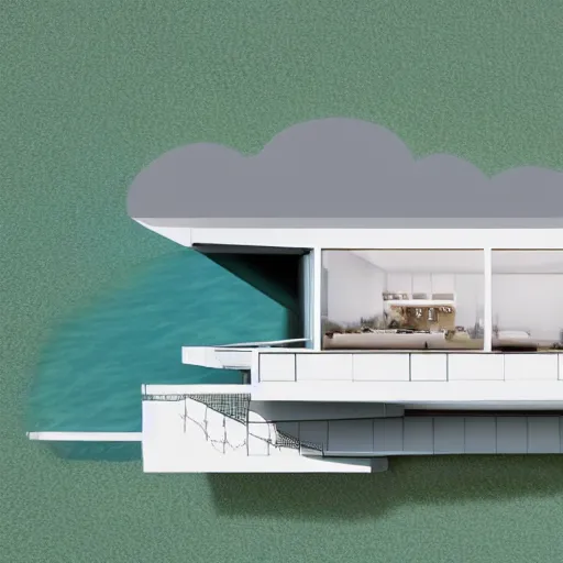 Prompt: Luxury house floating in a cloud with infinite edge pool, Art Station, 4k, 8k, concept art, HD