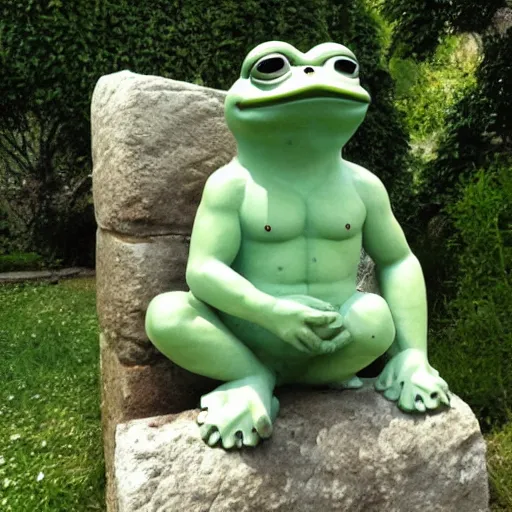 Prompt: greek statue of pepe the frog