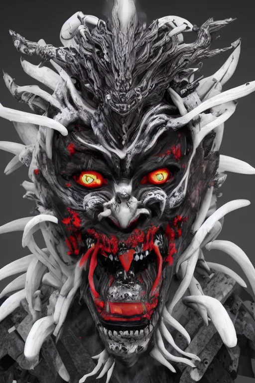 Image similar to Shinigami death spirit wearing an Oni mask, 8k octane rendered, photo realistic, highly detailed, intricate