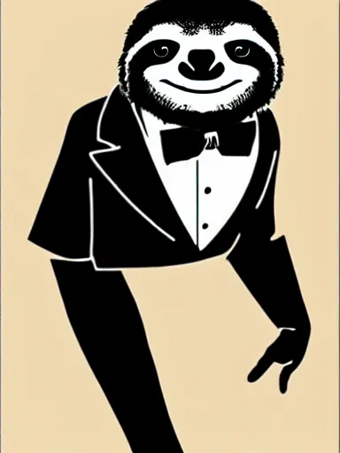 Image similar to a sloth wearing a tuxedo : : by frank miller, artgerm, todd mcfarlane : : gq, debonair, stylish, impeccable, photorealism, graphic novel, digital illustration, digital art