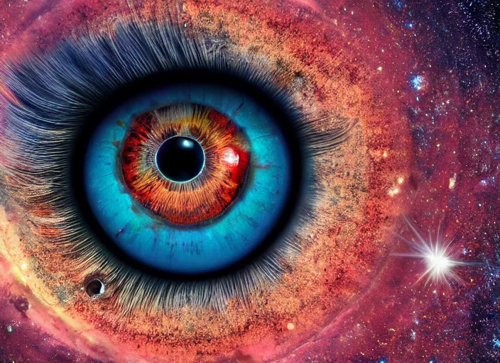 Prompt: eyeball with the universe inside, photorealistic, digital art, detailed 8 k