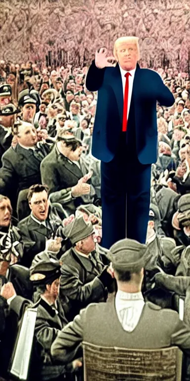 Prompt: donald trump as joe biden in springtime for hitler by mel brooks, by jesper ejsing, key lighting award winning photography arri alexa cinematography, big crowd, hyper real photorealistic cinematic beautiful, atmospheric cool colorgrade